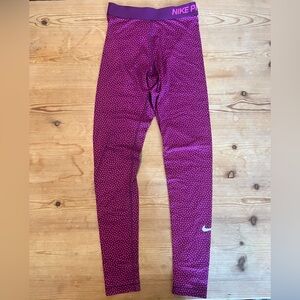 Nike Women’s Purple and Pink Polka Dot Leggings Size XS